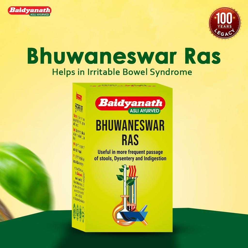 Baidyanath Bhuwaneswar Ras 30 Tablets For Digestive Health And Stomach Wellness | Herbal Ayurvedic Supplement For Daily Gut Balance Support