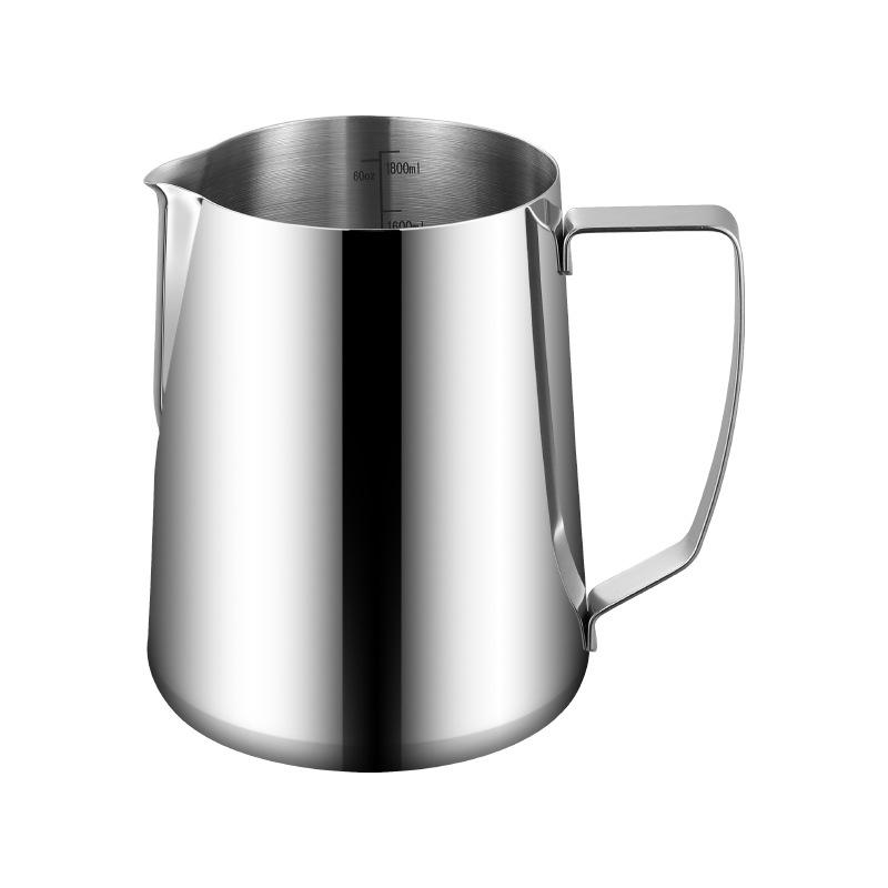 Stainless Steel Latte Art Cup with Scale, Milk Frothing Pot, Pointed Spout Coffee Utensil for Home & Commercial Use