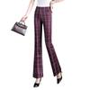 Women's Spring 2025 Plaid Micro-Flare Pants - Slimming & Elastic