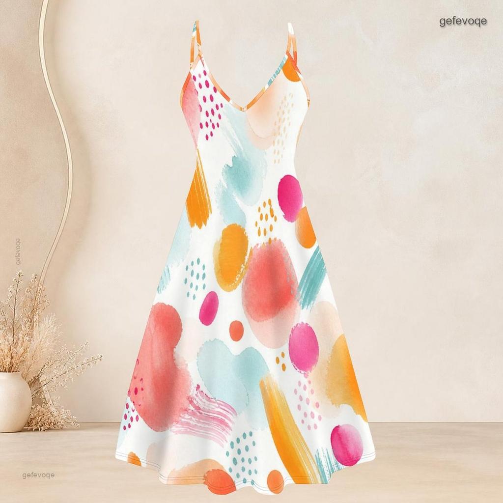 Women Plus Size Printed Two Piece Set Short Sleeve Cardigan Strappy V Neck Flared Dress