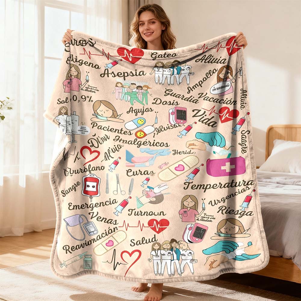 1Pc  Personalized Nurse Gift Blanket Custom Medical Nursing Themed Flannel Throw Blanket For Healthcare Workers Rn Lpn
