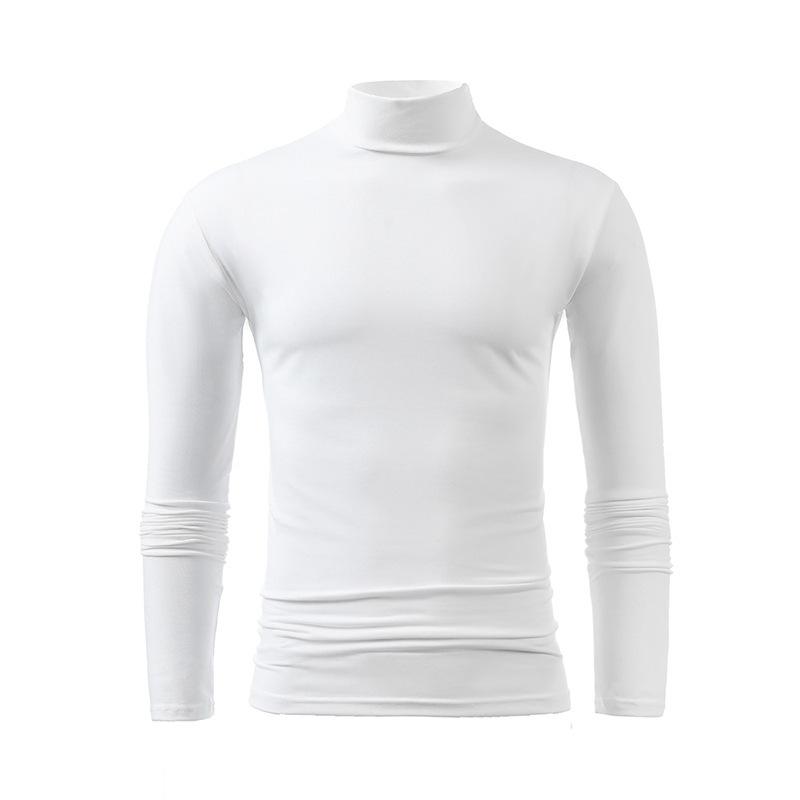 T-shirt da uomo a collo alto a maniche lunghe Sottile Monocolore Base Sottogiacca da uomo