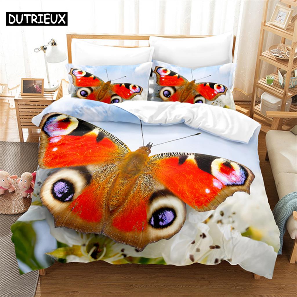 Comforter Butterfly Flower Queen Bedding Set Kids Bedroom Bed Set Comforter Set King Size Bedding Sets