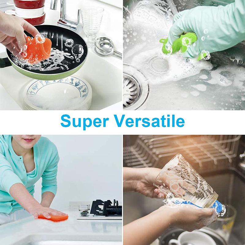 3Pcs Silicone Dish Sponges Food-Grade Multi-Purpose Efficient Sponge Kitchen Gadgets Especial Delicate Kitchen Sponge Brush