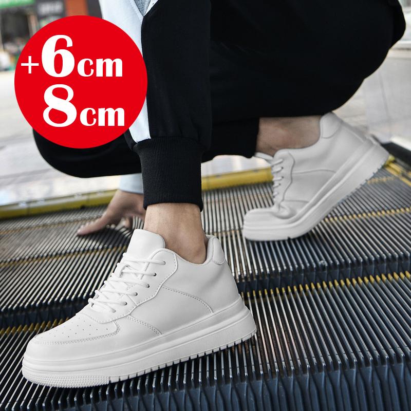 2025 Nuove Scarpe Aumenta Altezza per Uomo 8cm Sneakers Elevator Invisibili Pelle Bianca Sport Zapatillas De Hombre Taglia Grande 46