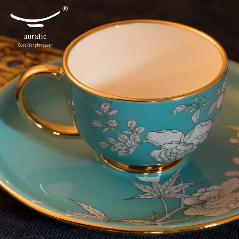 Yongfengyuan Ink Peony 150ml Ceramic Tea & Coffee Cup Set
