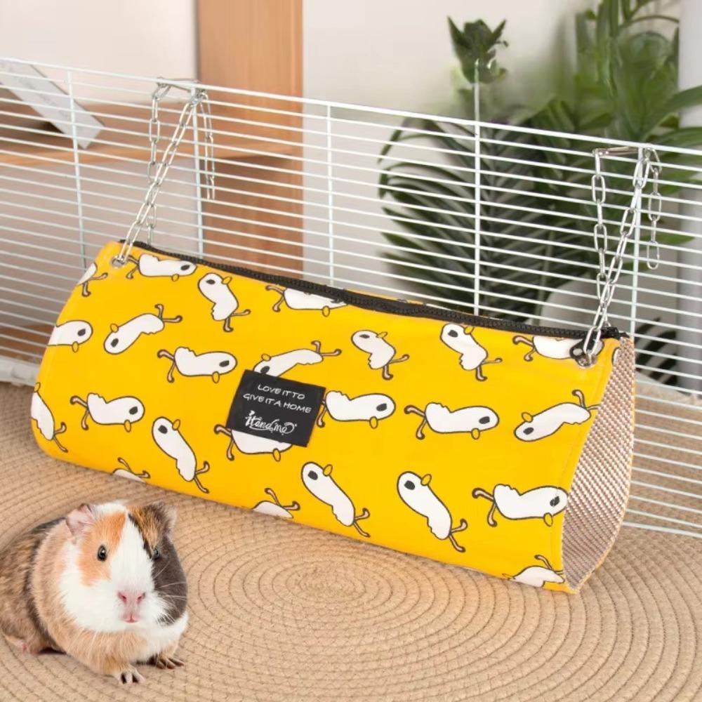 

Cartoon Hamster Hanging Cage Comfortable Squirrel Tunnel Tube Toy For Small Animals жёлтый