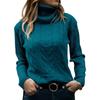 Women S Vintage Solid Color High Neck Long Sleeve Pullover Knit Sweater