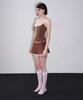 VINAJ Lace Line Micro Short Skirt Cover-Up (Brown)