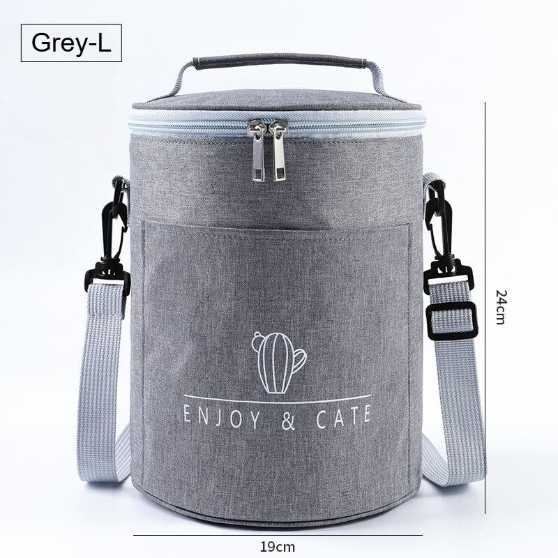 S/M/L Portable Cylindrical Thermal Lunch Cooler Bag Waterproof Food Bag with Large Capacity Insulated Container for Picnic