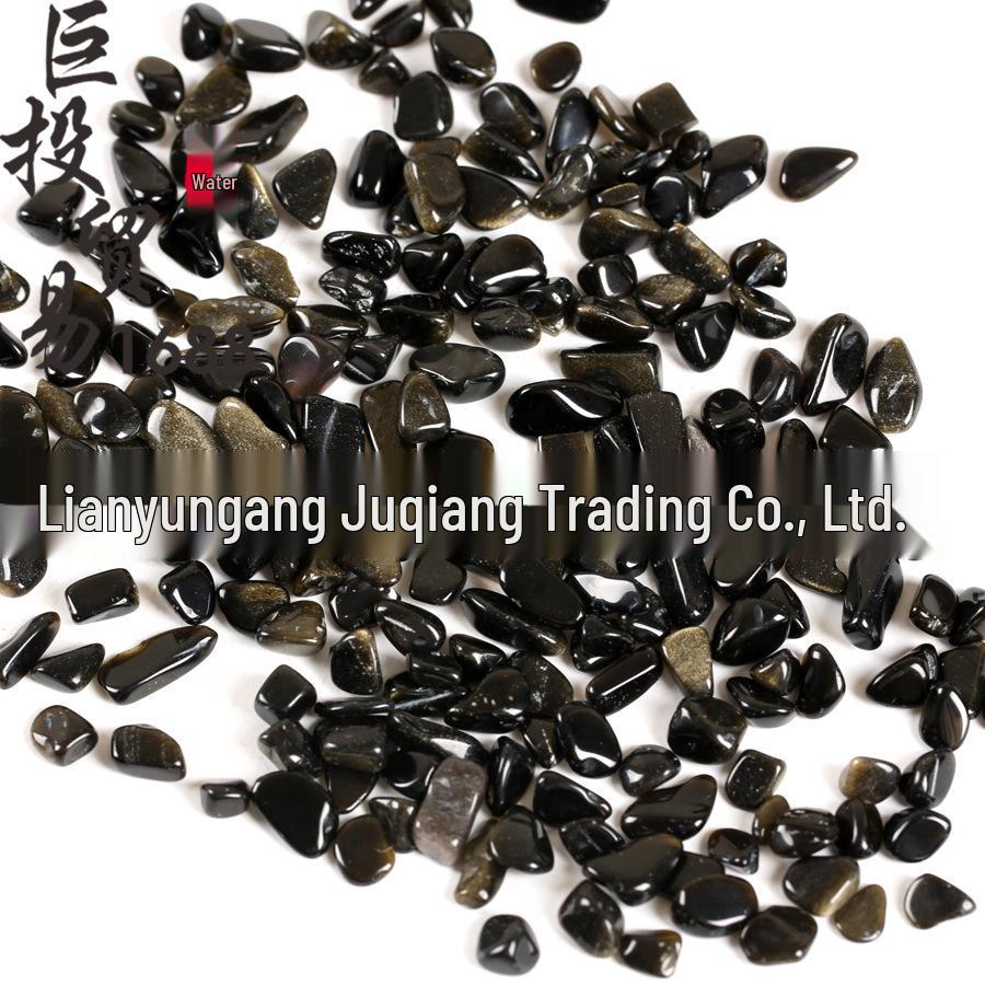 Natural Gold Eye Black Obsidian Gravel for Decoration - Ideal for Bonsai, Potting, Fish Tanks, and Crafting.