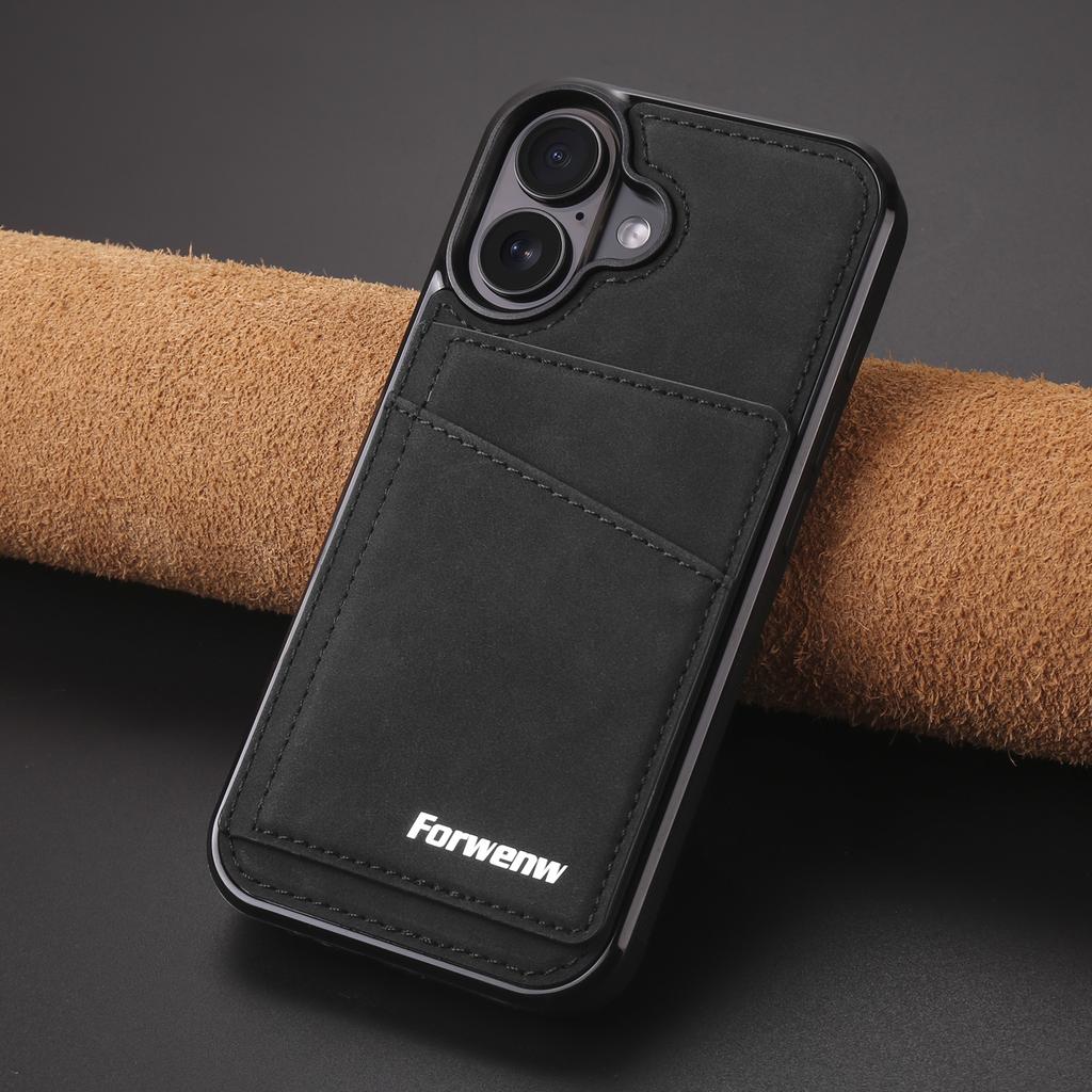 Custodia in Pelle a Portafoglio Flip Business per iPhone 16 17 Air 16E 15 14 13 12 11 Pro Max Plus Mini Portafoglio Magnetico Integrato Copertura per Telefono con Slot per Carte