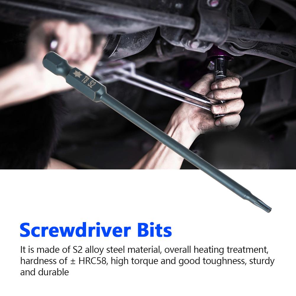 10 Pcs 100mm 1 4  Hex Shank T8 Magnetic Security Star Head Screwdriver Bits Kit