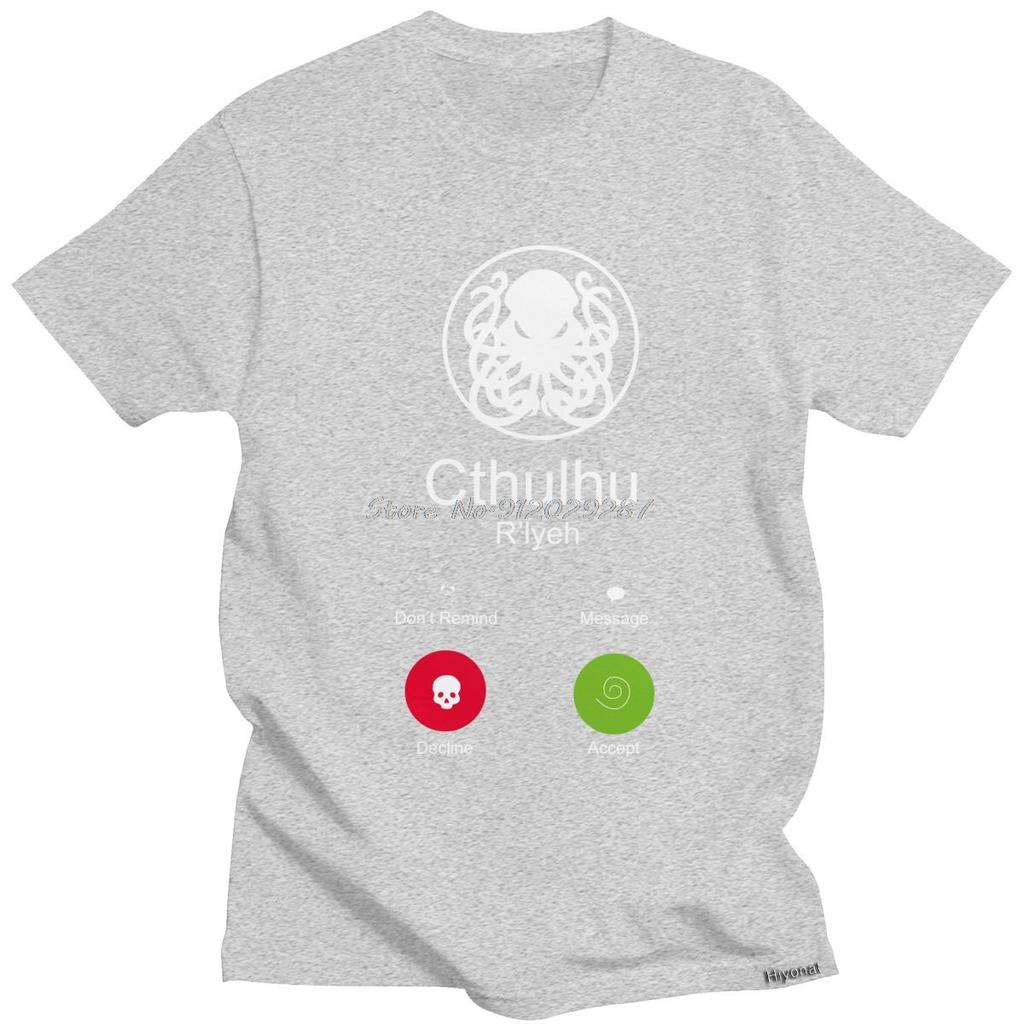 Funny The Call Of Cthulhu T Shirt Man Soft Cotton R'lyeh Octopus Tees Tops Novelty Designer T-shirt Oversized Streetwear