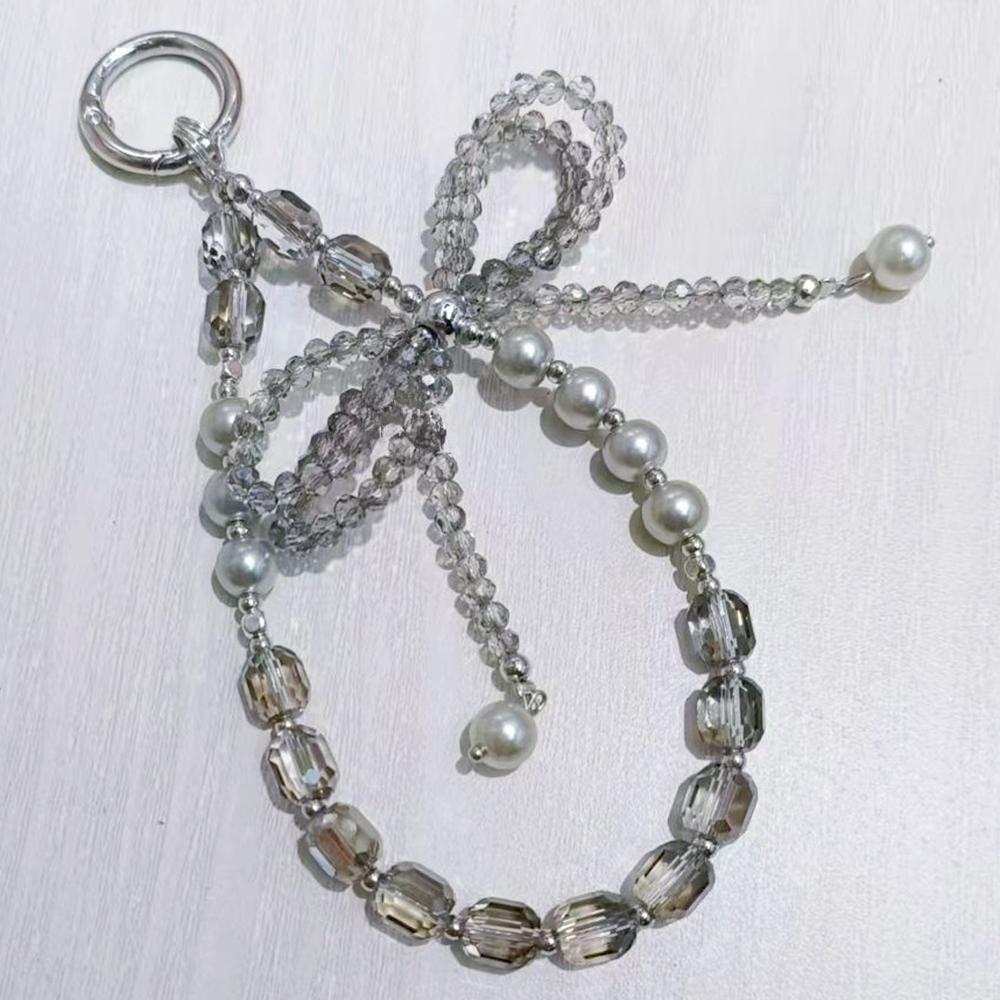 Schmetterlingsschleife Handy-Anhänger 26cm Kurzes Perlen-Handy-Lanyard Handy-Gurt mit Befestigungslasche