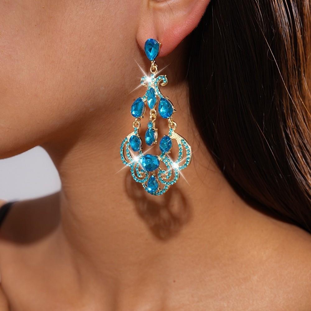 Exaggerated Rhinestone Drop Earrings Exquisite Statement Earrings  Anniversary