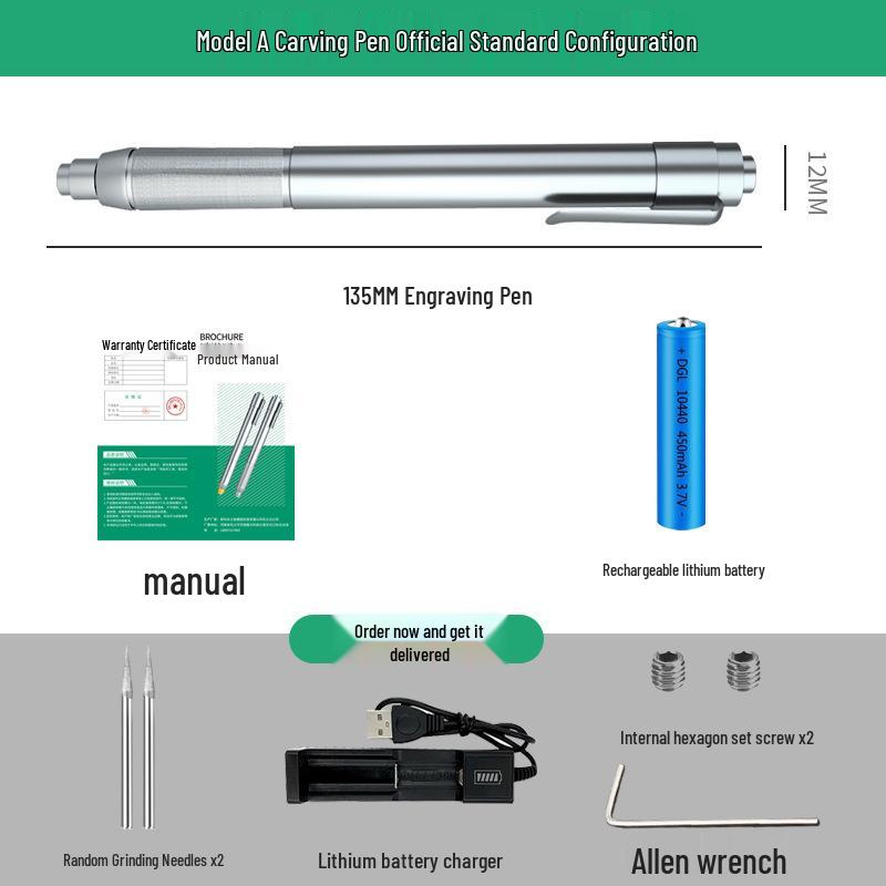Rechargeable Electric Engraving Pen for Metal, Jade, and Nut Micro-Carving, Marking, and Seal Cutting.
