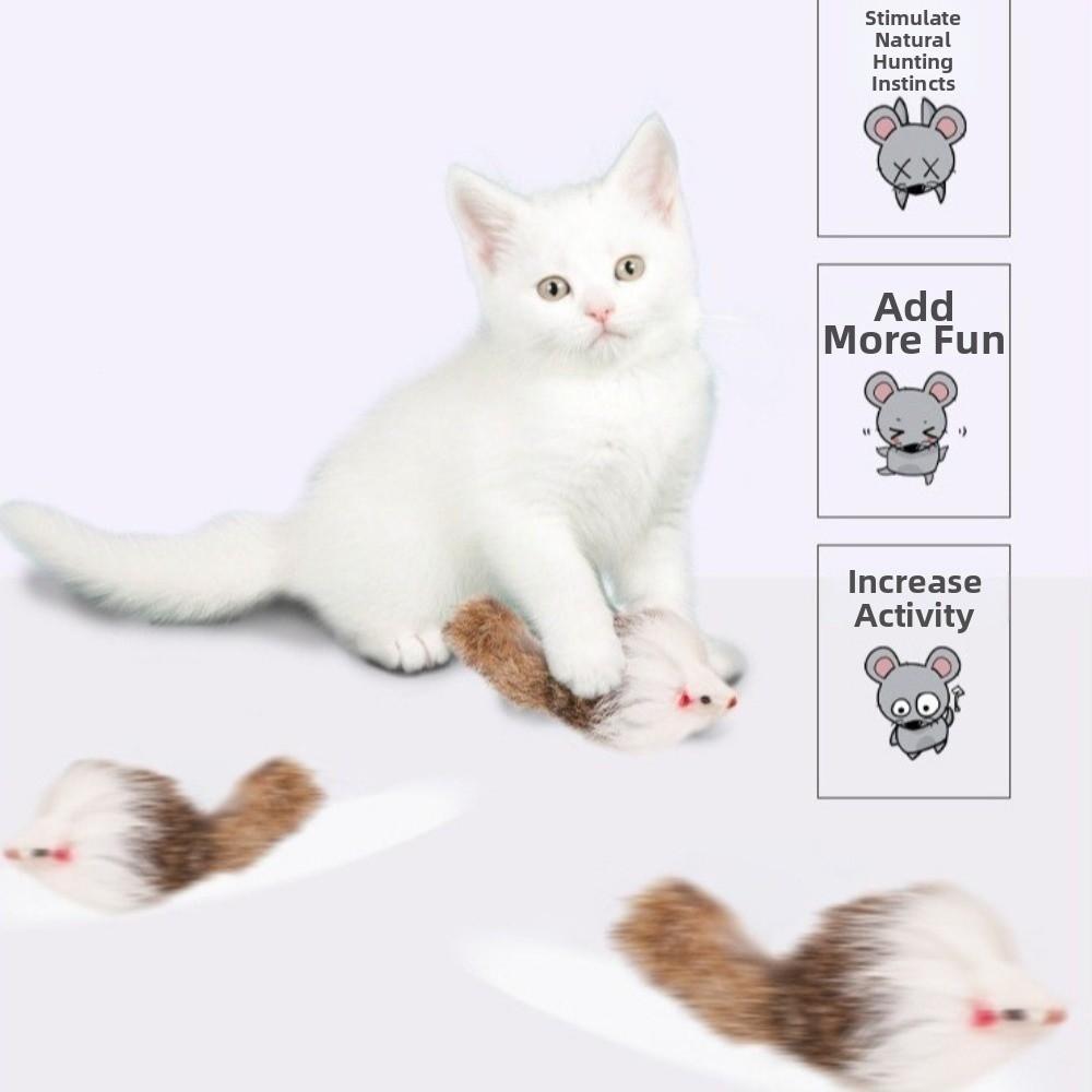 5pcs Synthetic Fiber Plush Plushie Mouse Toy Simulated Rat Interactive Cat Toy Exercise Activity