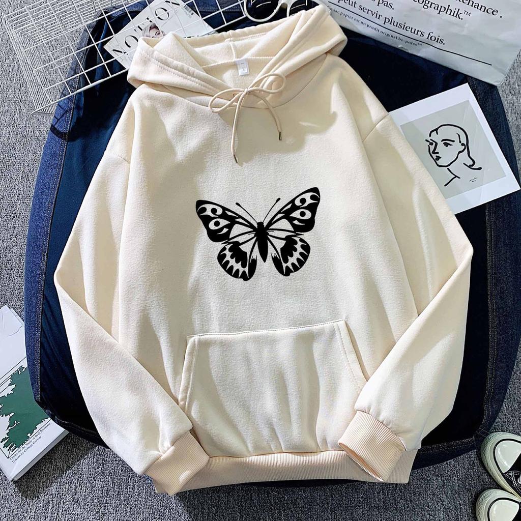 2025Fashion Trend Autumn Winter Butterfly Print Hoodie Sweatshirt for Men and Women Couple Korean Style Casual Simple Top