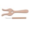 Kit Forchetta e Ferri da Maglia Legno di Faggio Finitura Liscia Forchetta di Legno Kit Ferri Intrecciatori per Artigianato
