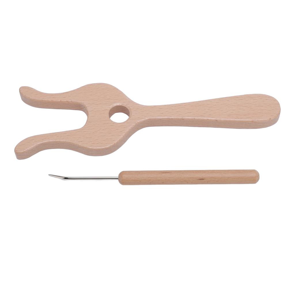Kit Forchetta e Ferri da Maglia Legno di Faggio Finitura Liscia Forchetta di Legno Kit Ferri Intrecciatori per Artigianato
