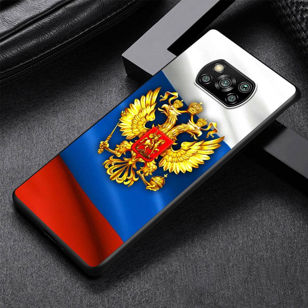 

Чехол с национальным гербом России и флагом России для Xiaomi Poco X3 NFC X5 F4 F3 M4 Pro X4 GT M5s M5 Pocophone F1 M3, черный чехол для телефона из ТПУ Xiaomi Poco M4 Pro