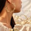1 Pair Gold Plated Rose Flower Hoop Earring Metal Stud Hoop Earring  Women's Fashion Accessory