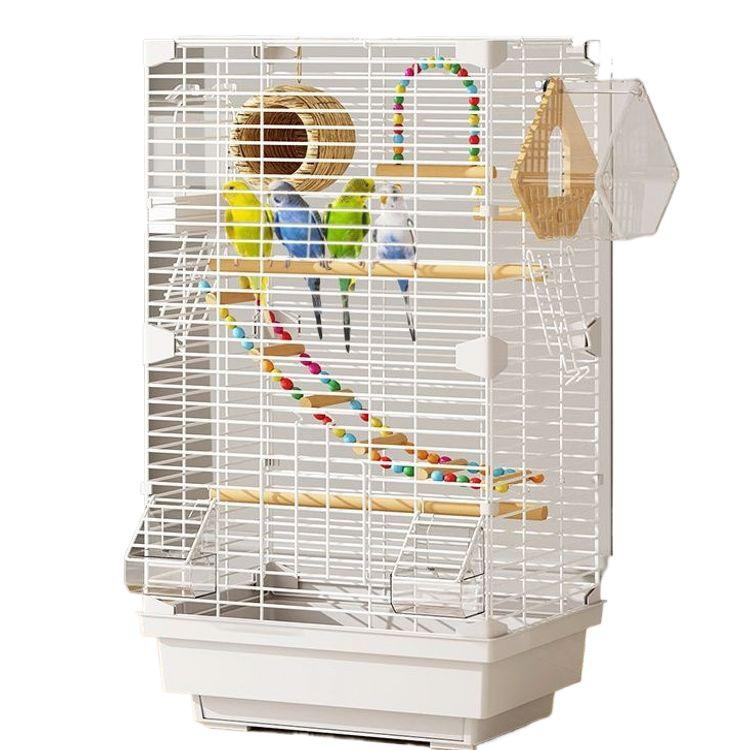 Deluxe Horizontal Wire Parrot Cage for Budgerigars - Anti-Splash Design