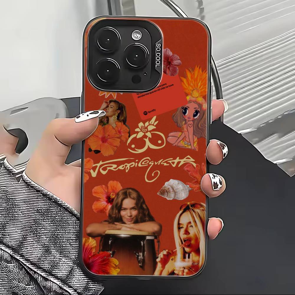 

K-Karol G Dibujos Animados Phone Case For iPhone 17,16,15,14,13,12,11 Plus,Pro Max,XS,Colored Silver Plated Inside Cover iPhone12Pro