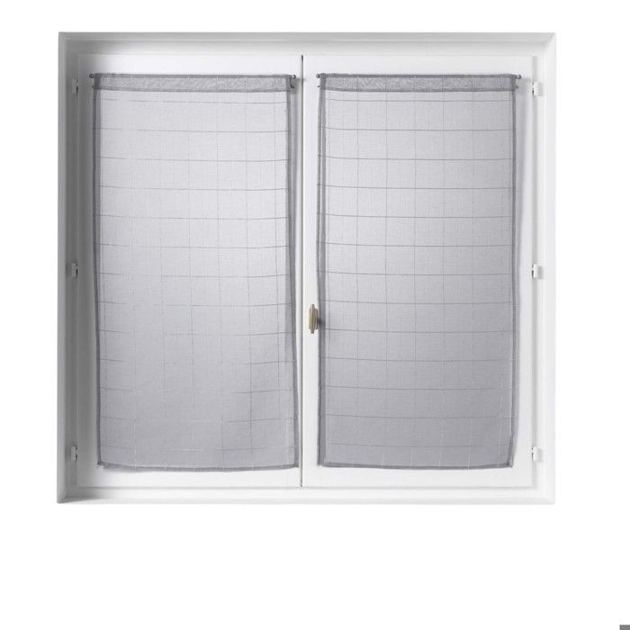 Paire Voilage 60 x 160 cm a carreaux gris