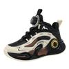 Children's Shoes Autumn New Breathable Leather Sneakers Medium and Large Boys Boys Rotating Buckle Soft Sole Non-slip Basketball Shoes