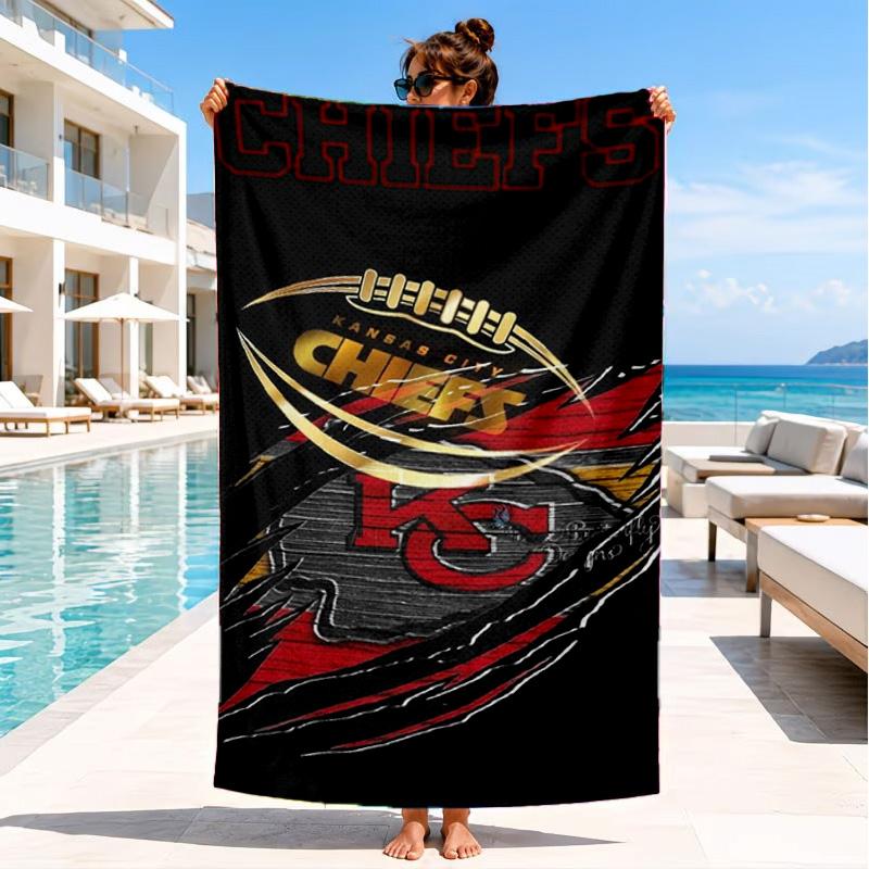 Kansas Chiefs Logo Beach Towel, Quick-drying, Easy to Care for, Suitable for Both Fitness and Beach Vacations,Sports Essential
