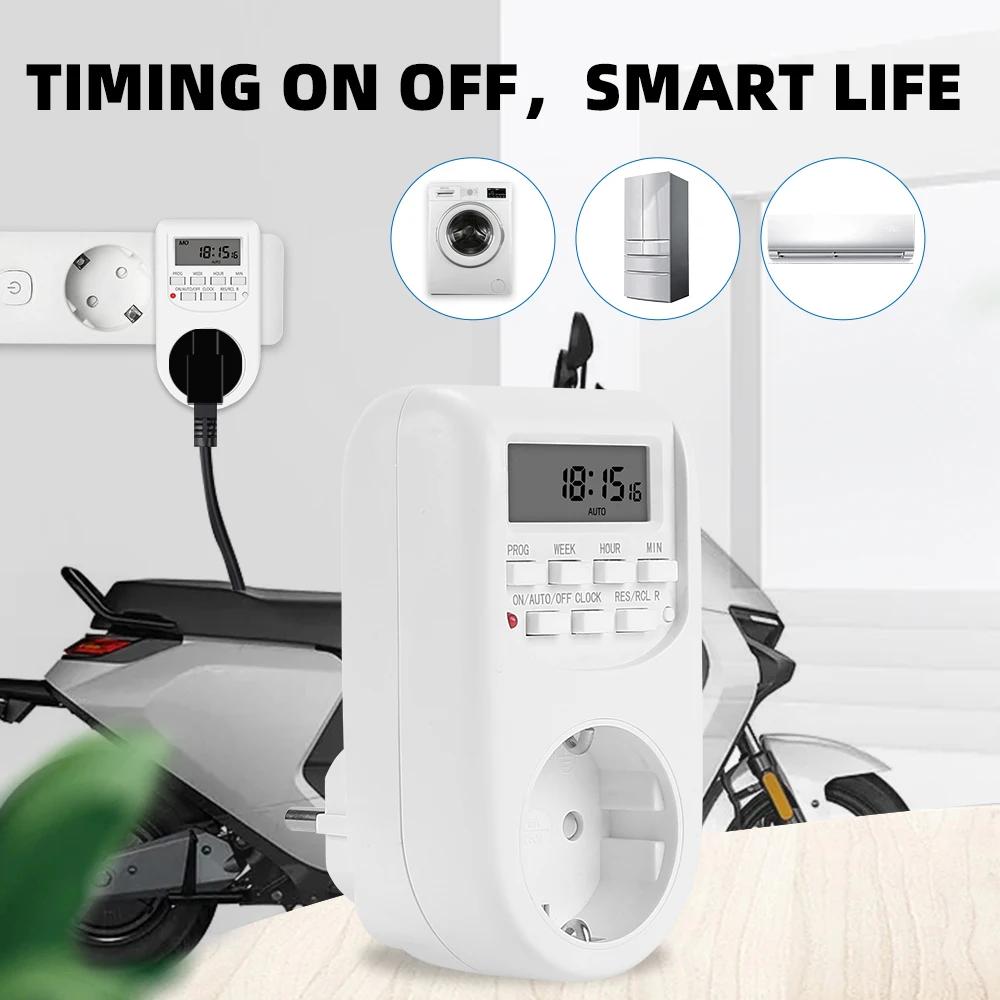 EU Plug Timer Switch Digital Power Socket Energy Saving Adjustable Kitchen Timer Outlet Week Hour Programmable Timing Socket