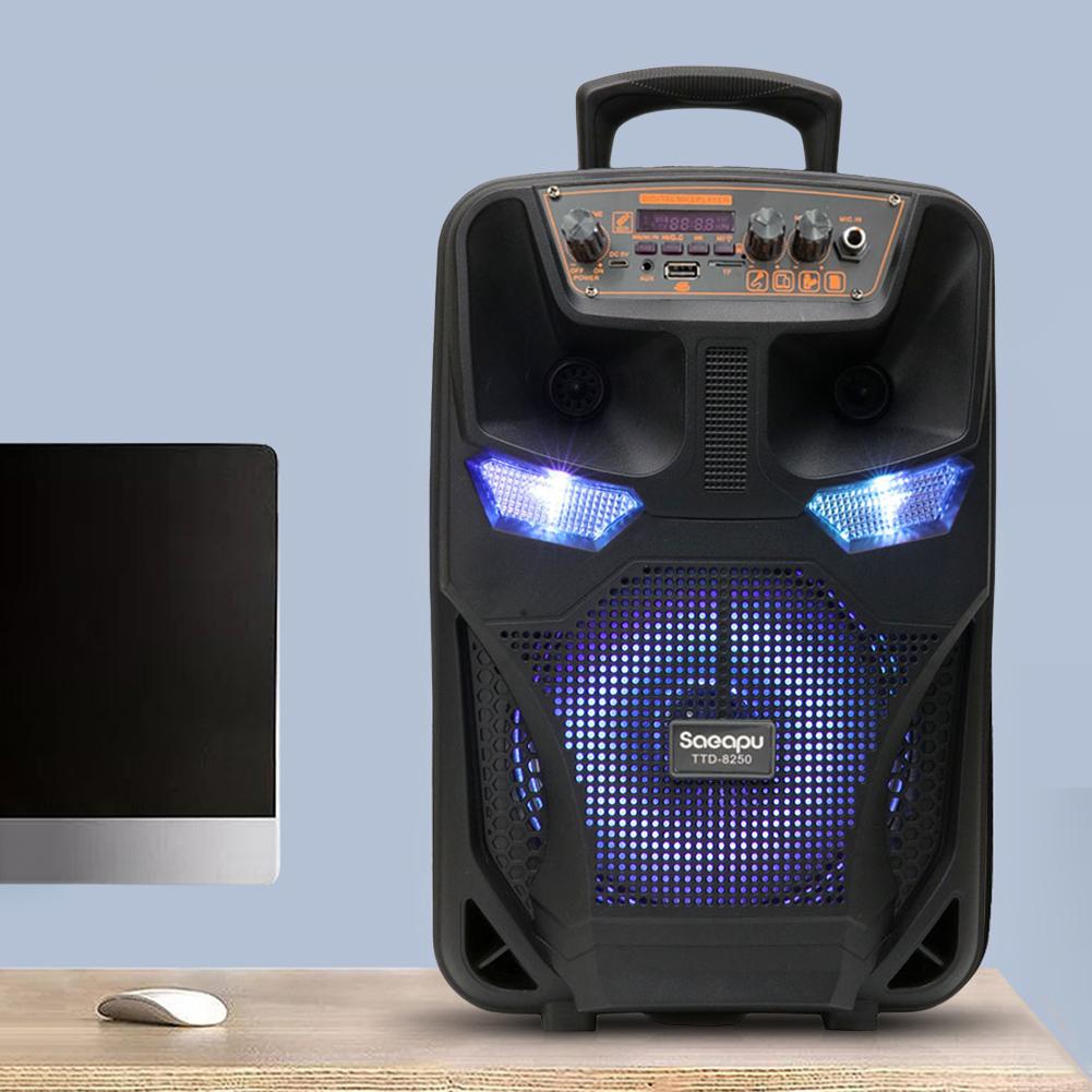 Bluetooth-Compatible Speaker Stereo Sound System Speaker with Remote Control & Microphone Subwoofer Support FM Radio for Outdoor