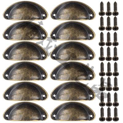 Set of 12 Retro Semicircular Iron Drawer Pulls, 82mm, for Home Cabinet Decoration.