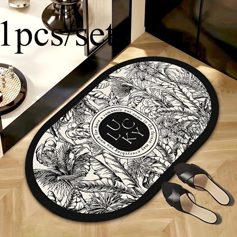 

1pcs/set Vintage Floral Bath Mat, Non-Slip Absorbent Polyester Rug for Shower Entrance Bathroom Floor Stain Resistant 40x60cm