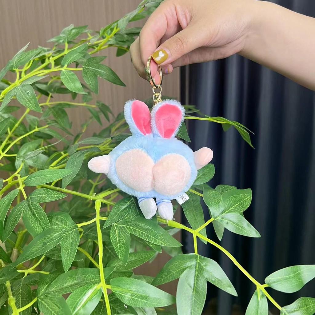 Bunny Fluffy Peach Ear Plush Keychain Cute Dog Design Fun Accessory For Purses