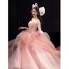 Pink Tube Top Evening Dress for Women, High-end Engagement, Super Fairy Light Luxury Birthday Banquet, Adult Ceremony, Tutu Skirt On the Run