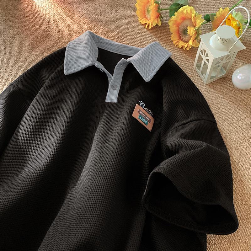 Men's Retro Trend Heavy Cotton Short-Sleeved Polo T-Shirt