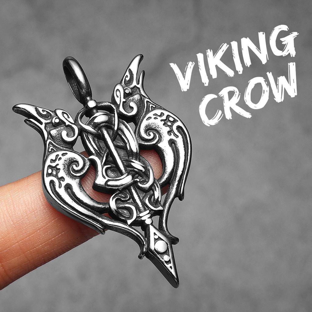 Viking Raven Men Necklaces Stainless Steel Sword Pendant Chain Women Punk Fashion Jewelry New in Accessories Gifts