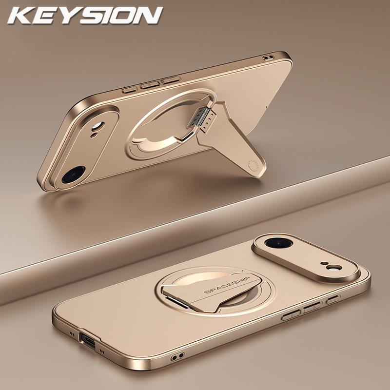 KEYSION Magnetische Handyhülle für iPhone 17 Pro Max Metalllack Silikon+PC Aufstellbarer Ständer Stoßfeste Hülle für iPhone 17 Air