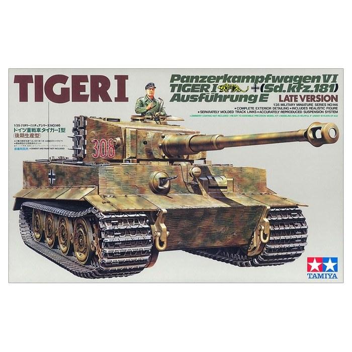 Tamiya 1/35 Military Miniature Series No.146 German Heavy Tank Tiger I Late Production Type Plastic Model 35146 Molded Color
