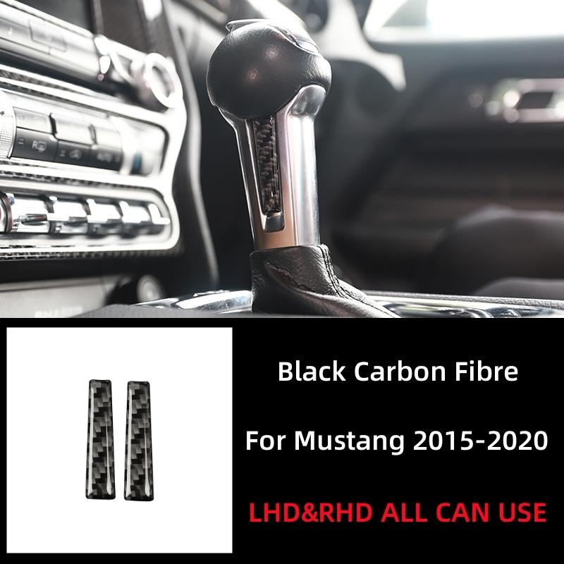 For Ford Mustang GT 2015-2021 Accessories Carbon Fiber Interior Car Gear Lever Both Sides Trim Cover Trim Sticker Decal Decor