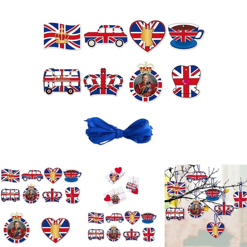 British Monarch Themed Party Supplies Colorful Paper Cutouts With Ribbon