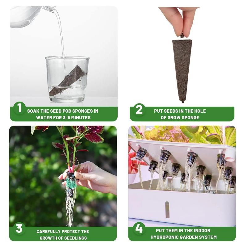 50Pcs Seed Grow Sponges Replacement Root Growth Sponges Seedling Starter Plugs Seed Starting Seed Pod Hydroponic Garden Planting