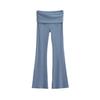 Damen Niedrige Taille Schlaghose Schmal Geschnitten Dehnbar Lange Hose Einfarbig Lässige Hose
