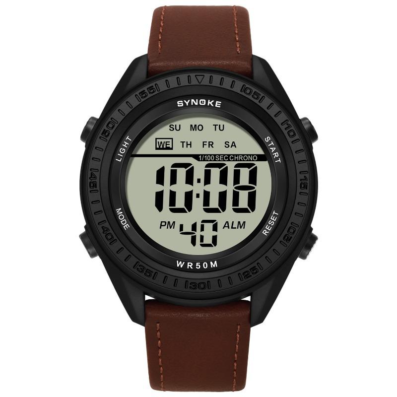 New Top Brand Electronic Watch Belt Retro Casual Men's Multifunctional Sports Watch Waterproof Luminous Wrist Watch