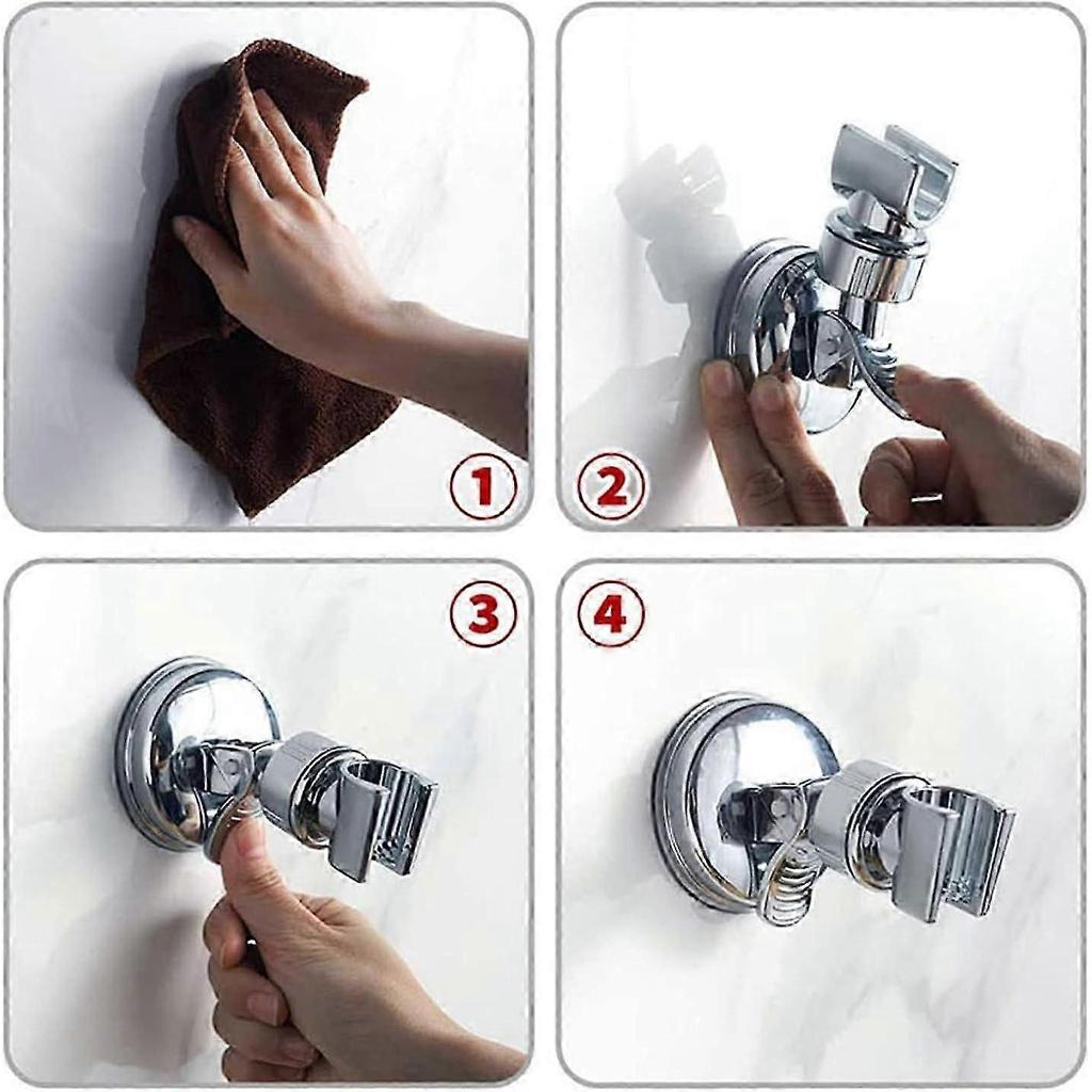 Removable Adjustable Shower Head Holder Suction Cup Shower Wall Mount Reusable Shower Head Holder No Drill Waterproof