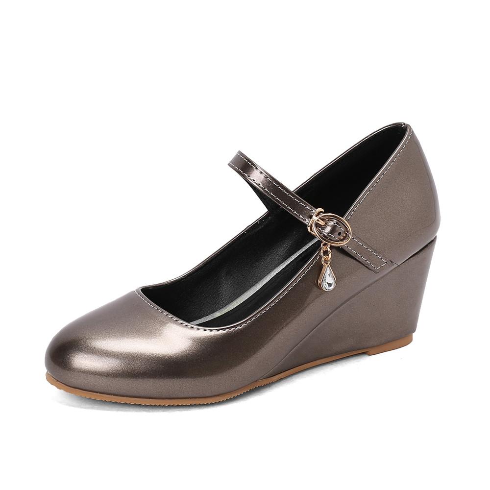 Fashion 2025 Spring Ankle Strap Buckle Wedges Women Shoes Height Heels Office Party Wedding Shoe Casual Women Pumps Zapatos Mujer