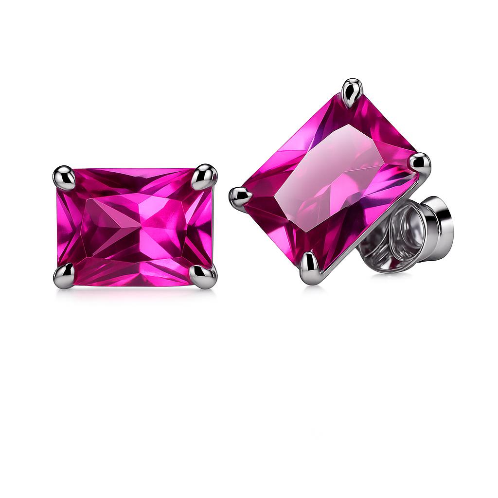 Natural Pink Ruby Earrings 11.10 Ct Emerald Cut Pair Gemstone Jewelry Gift